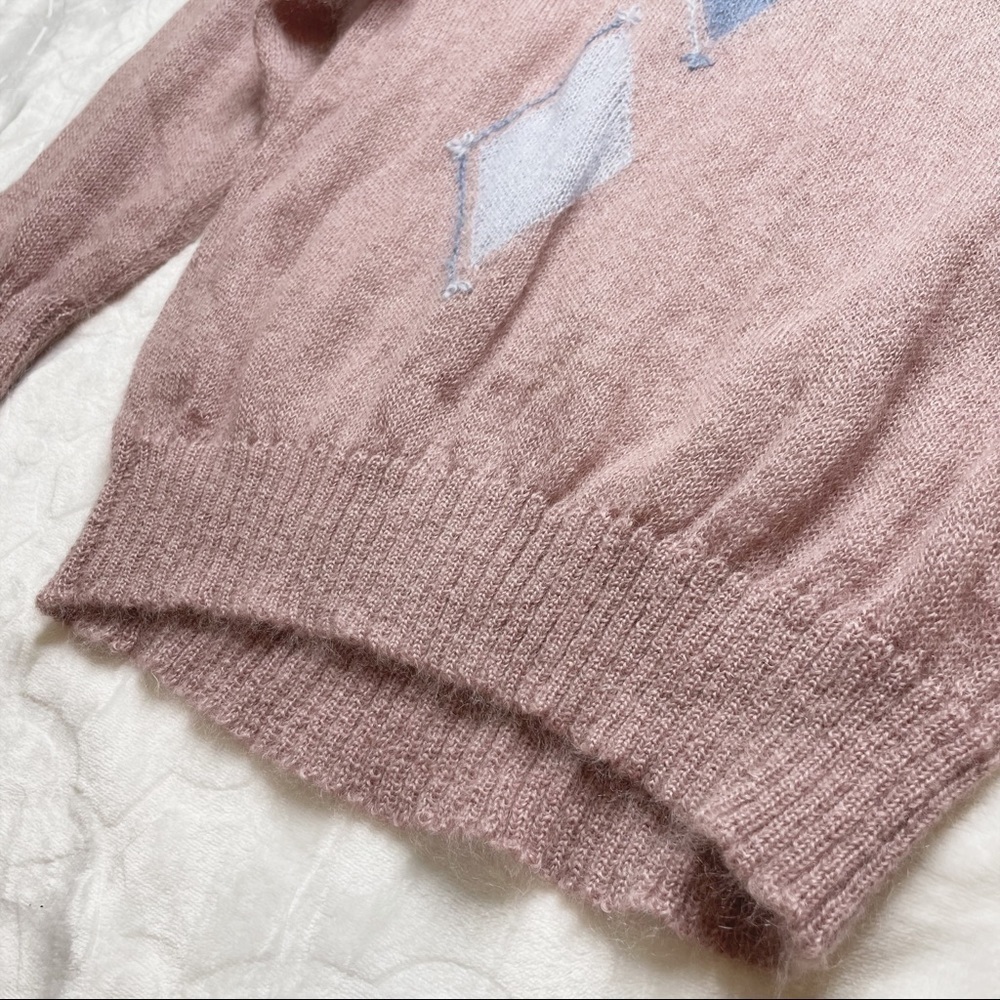 Vintage 80s Aspiring New Zealand Mohair Pullover Argyle Sweater Rapaki Mahana L - Picture 5 of 14